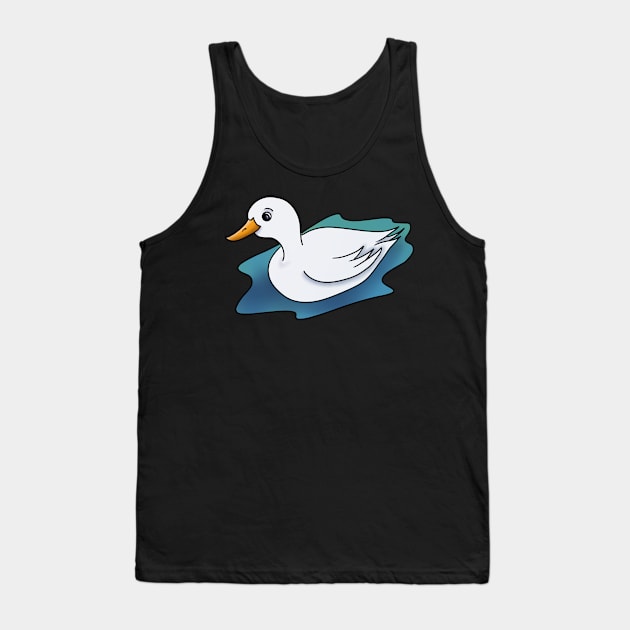 White Duck in Puddle of Water Tank Top by MyBearNugget